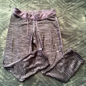 Nike Dri-FIT Women’s Cropped Leggings Gray Purple Drawstring Size Medium